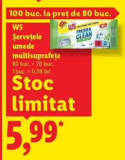 Lidl W5 Șervețele umede multisuprafețe Ofertă