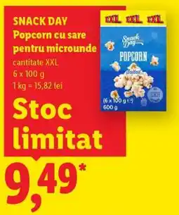 Lidl SNACK DAY Popcorn cu sare pentru microunde Ofertă