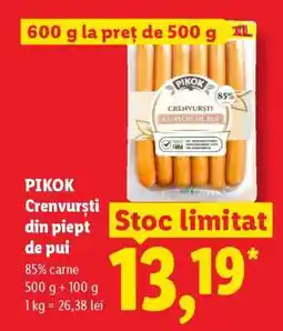 Lidl Pikok Crenvurști din piept de pui Ofertă
