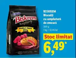 Lidl BISKREM Biscuiți cu umplutură de zmeură Ofertă
