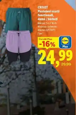 Lidl CRIVIT Pantaloni scurți funcționali, damă / bărbați Ofertă