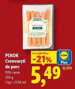 Lidl Pikok Crenvurști de porc Ofertă