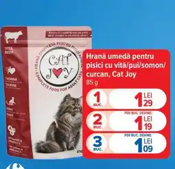 Carrefour Hrană umedă pentru pisici cu vită/pui/somon/curcan, Cat Joy Ofertă