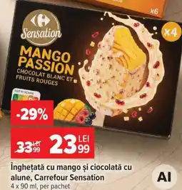 Carrefour Înghețată cu mango și ciocolată cu alune, Carrefour Sensation Ofertă