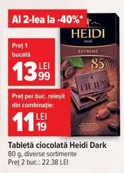 Carrefour Tableta ciocolată Heidi Dark Ofertă