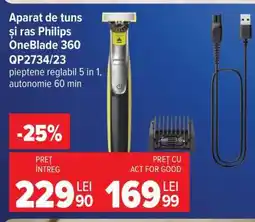 Carrefour Aparat de tuns și ras Philips OneBlade 360 QP2734/23 Ofertă