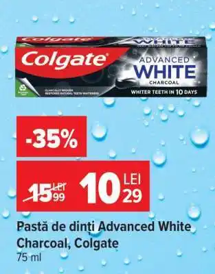 Carrefour Pastă de dinți Advanced White Charcoal, Colgate Ofertă