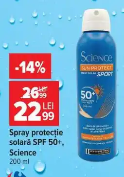 Carrefour Spray protecție solară SPF 50+, Science Ofertă