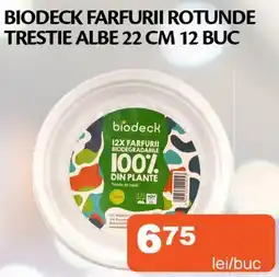 Unicarm Biodeck farfurii rotunde trestie albe 22 cm 12 buc Ofertă
