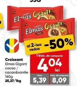 PROFI Croissant Elmas Gigant cacao / cacao&vanilie 160g Ofertă