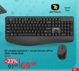 Selgros Kit wireless tastatură + mouse Serioux office SRXK-NK9810WR Ofertă