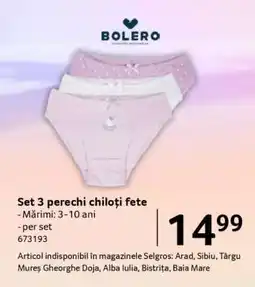 Selgros Set 3 perechi chiloți fete Ofertă