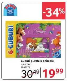 Selgros Cuburi puzzle 6 animale Ofertă