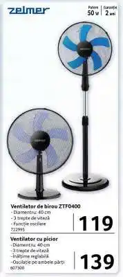 Selgros Ventilator de birou ZTF0400 Ofertă