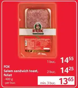 Selgros Fox Salam Sandwich Toast Feliat Ofertă