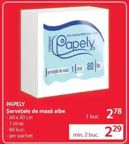 Selgros PAPELY Șervețele de masă albe Ofertă