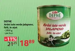 Selgros DEFNE Ardei iute verde Jalapeno felii, în oțet Ofertă