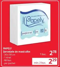 Selgros PAPELY Șervețele de masă albe Ofertă