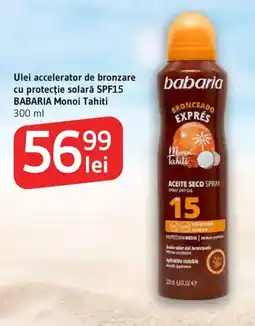 Supeco Ulei accelerator de bronzare cu protecție solară SPF15 BABARIA Monoi Tahiti Ofertă