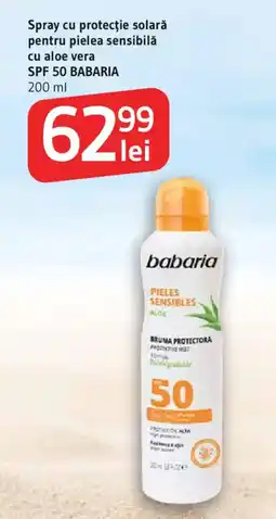 Supeco Spray cu protecție solară pentru pielea sensibilă cu aloe vera SPF 50 BABARIA Ofertă