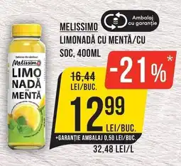 Mega Image Melissimo limonadă cu mentă Ofertă