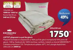 JYSK Kronborg loftet plapumă cu puf de gâscă Ofertă