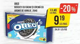Mega Image Oreo biscuiti cu cacao si cremă cu aromă de vanilie Ofertă
