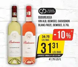 Mega Image Budureasca vin alb, demisec, sauvignon blanc/roze, demisec Ofertă