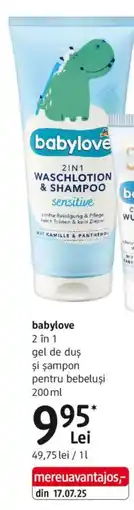 DM Babylove 2 în 1 gel de duș și șampon pentru bebeluși Ofertă