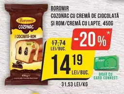 Mega Image Boromir cozonac cu cremă de ciocolată și rom/cremă cu lapte Ofertă