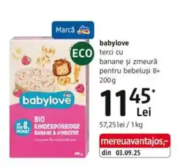 DM Babylove terci cu banane si zmeură pentru bebelusi 8+ Ofertă