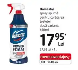 DM Domestos spray spumă pentru curățarea toaletei Ofertă
