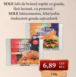 CBA Sole felii de brânză topită cu gouda, fără lactoză, cu proteină Ofertă