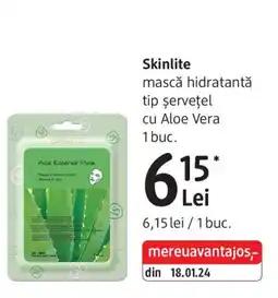 DM Skinlite mască hidratantă tip șervețel cu Aloe Vera Ofertă