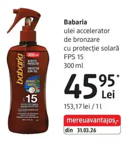 DM Babaria ulei accelerator de bronzare cu protectie solară Ofertă