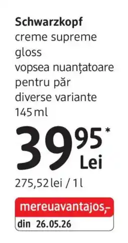 DM Schwarzkopf creme supreme gloss Ofertă