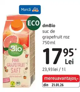 DM dmBio suc de grapefruit roz Ofertă