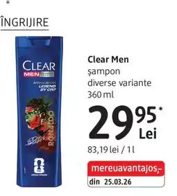 DM Clear Men șampon Ofertă