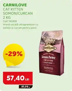 Animax Carnilove cat kitten somon/curcan Ofertă