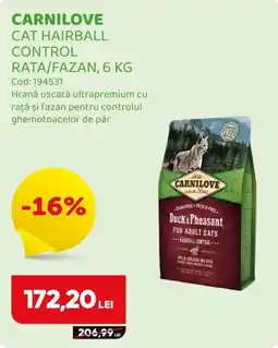 Animax Carnilove cat hairball control rata/ fazan Ofertă