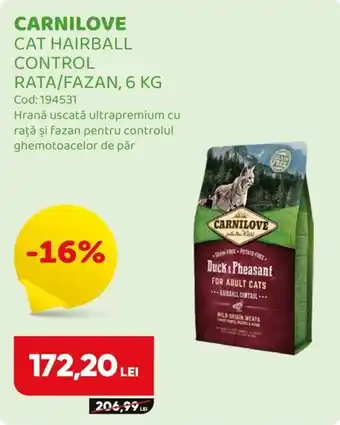 Carnilove cat hairball control rata/ fazan