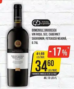 Mega Image Domeniile Davidescu vin roșu sec cabernet sauvignon fetească neagră Ofertă