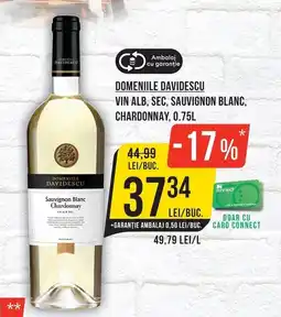 Mega Image Domeniile Davidescu vin alb sec sauvignon blanc chardonnay Ofertă