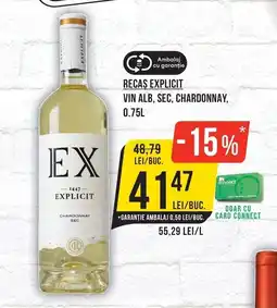 Mega Image Recaș Explicit vin alb sec chardonnay Ofertă