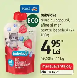 DM babylove piure cu căpșuni, afine și măr Ofertă