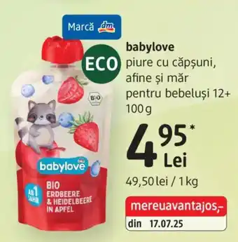 Babylove piure cu căpșuni, afine și măr