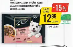 Mega Image Cesar hrană completă pentru câini adulți, selecții cu pui și legume și vită și morcovi Ofertă