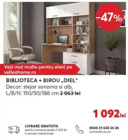 Mobila Videnov Diel biblioteca + birou Ofertă