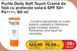 Dr.Max Purito Daily Soft Touch Cremă de față cu protecție solară SPF 50+ Pa+++, Ofertă