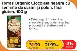 Dr.Max Torras Organic Ciocolata neagra cu seminte de susan si polen, fara gluten Ofertă